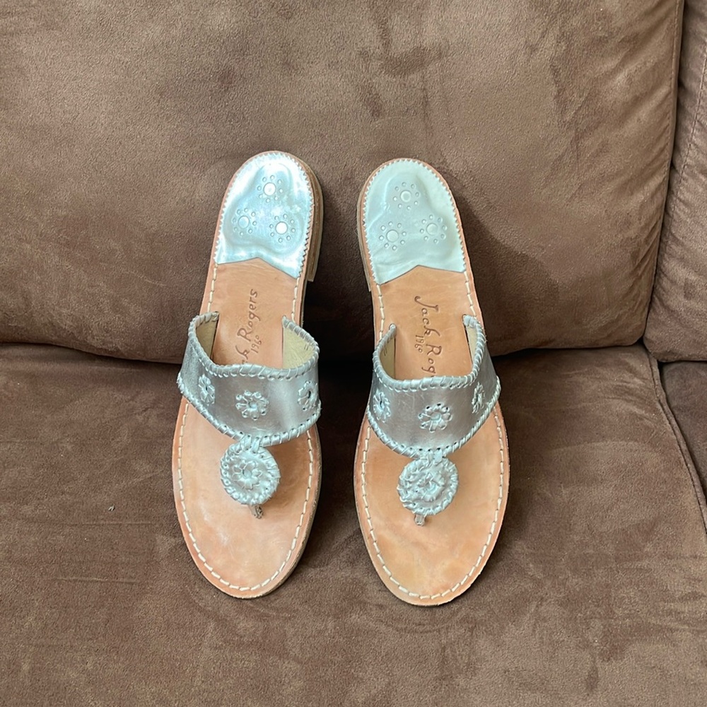 JACK ROGERS silver sandals
